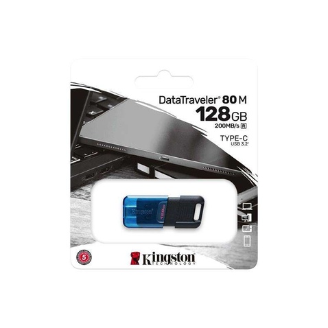 Флеш накопичувач  USB3.2 128GB Type-C Kingston DataTraveler 80 M Blue/Black (DT80M/128GB)