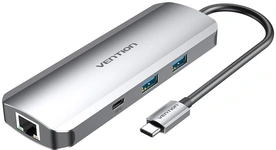USB Type-C концентратор (Hub) Vention 9-в-1 Type-C -- HDMI/USB 3.0x2/RJ45/USB-C/SD/TF/TRRS 3.5mm