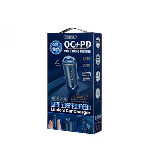 Автомобільний зарядний пристрій Remax RCC238 Lindo III Series USB+Type-C PD+QC FC 45W
