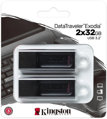 USB флеш накопичувач Kingston 2x32GB DataTraveler Exodia Black/White 2 Pieces USB 3.2 (DTX/32GB-2P)