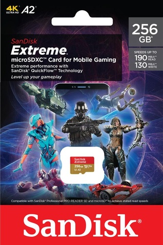 Карта пам'яті  SanDisk microSDXC Extreme For Mobile Gaming 256GB Class 10 UHS-I (U3) V30 A2 W-130MB/s
