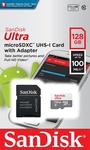 Карта пам'яті  SanDisk 128GB microSDHC C10 UHS-I R100MB/s Ultra + SD SDSQUNR-128G-GN3MA
