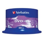 Диск DVD+R Verbatim 4.7Gb 16X CakeBox 50шт (43550)