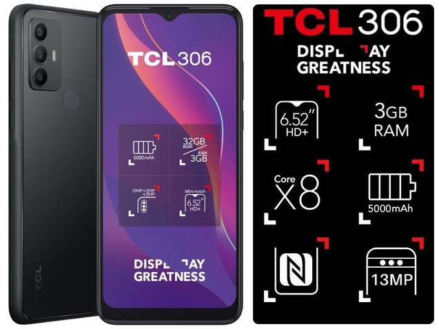 Смартфон TCL 306 (6102H) 3/32GB 2SIM Space Gray 6102H-2ALCUA12