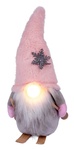 Новорічна фігурка  Novogod`ko Гном лижник в рожевому ковпаку, 33 см, LED ніс (974633)
