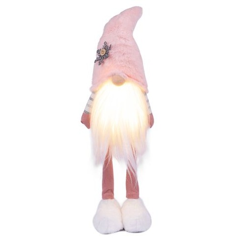 Новорічна фігурка  Novogod`ko Гном в рожевому колпаку, 46 см, LED тіло (974634)