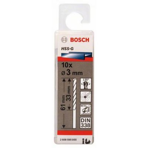 Свердло Bosch HSS-G 3 мм., 10 шт. по металу (2.608.595.055)