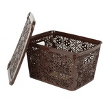 Кошик для зберігання Violet House 0402 №2 Ажур з кришкою Coffee 7 л (0402 №2 Ажур COF з/кр. 7 л)