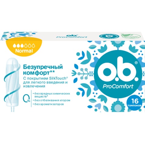 Тампони o.b. ProComfort с покрытием SilkTouch Normal 16 шт (3574660234282)