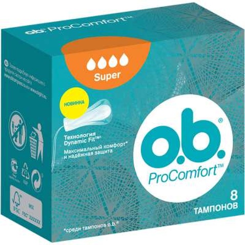 Тампони o.b. ProComfort с покрытием SilkTouch Super 8 шт (3574660234343)