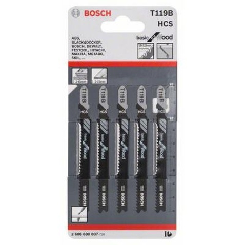 Полотно Bosch Т119 B, HC, 5 шт, к электролобзику (2.608.630.037)