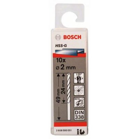 Свердло Bosch HSS-G 2 мм., 10 шт. по металу (2.608.595.051)