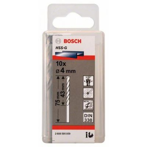Свердло Bosch HSS-G 4 мм., 10 шт. по металу (2.608.595.059)