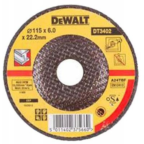 Диск DeWALT шлифовальный по металлу 115х6.0х2.2мм. (DT3402-QZ)