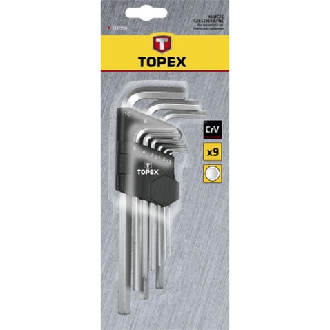 Набір інструментів Topex ключі шестигранні HEX 1.5-10 мм, набір 9 шт. (35D956)