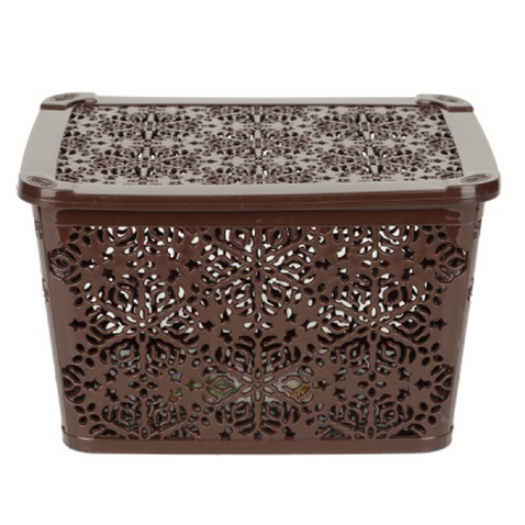 Кошик для зберігання Violet House 0402 №2 Ажур з кришкою Coffee 7 л (0402 №2 Ажур COF з/кр. 7 л)