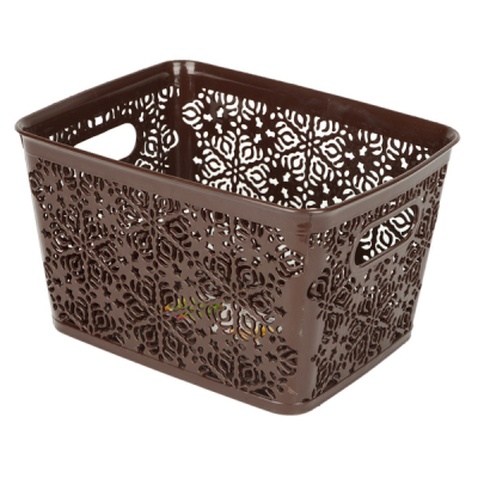 Кошик для зберігання Violet House 0402 №2 Ажур з кришкою Coffee 7 л (0402 №2 Ажур COF з/кр. 7 л)