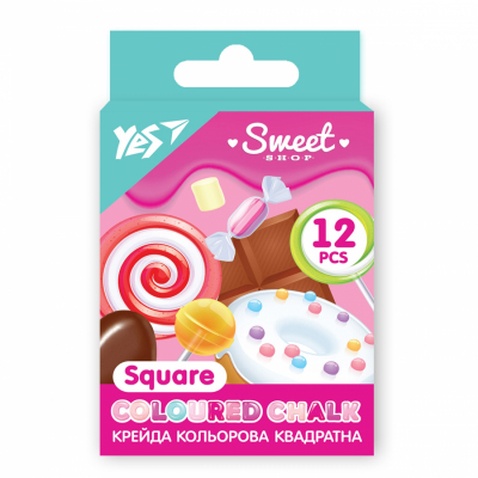 Крейда Yes кольорова квадратна 12 шт. "Sweet Cream" (400468)