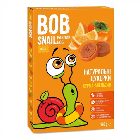 Цукерка Bob Snail Равлик Боб Хурма-Апельсин, 120 г (4820219342724)