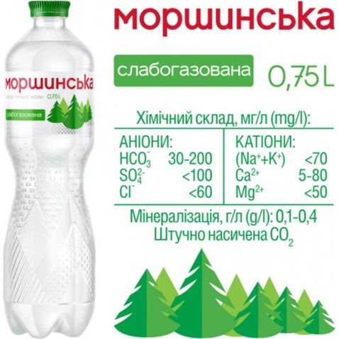 Мінеральна вода Моршинська 0.75 сл/газ пет (4820017000550)