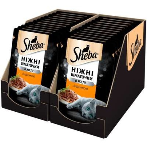 Вологий корм для кішок Sheba cij POU з індичкою в желе 85 г (4770608257231)