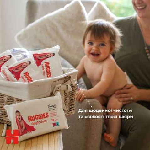 Дитячі вологі серветки Huggies Simply Clean 72 шт (5029053582238)