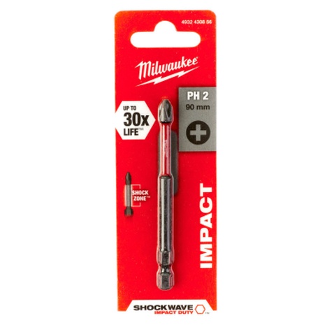 Набір біт Milwaukee SHOCKWAVE, PH2, 90мм 1шт (4932430856)