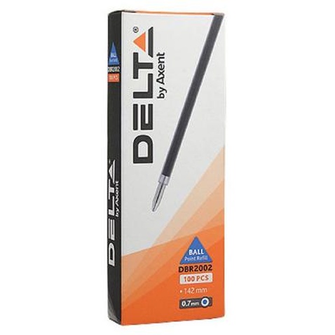 Стержень кульковий Delta by Axent 2002, 0,7мм, 142 мм, black, 100шт (DBR2002-01)