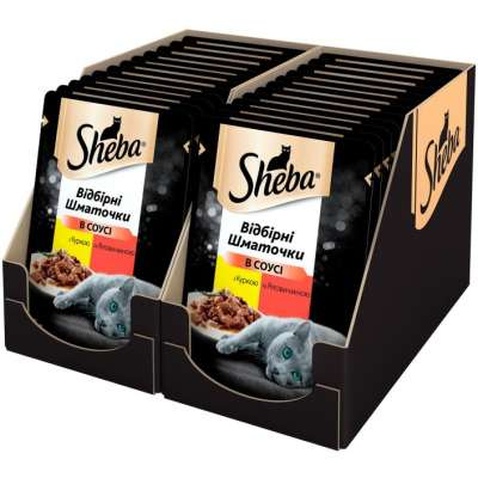 Вологий корм для кішок Sheba cig POU з куркою і яловичиною в соусі 85 г (4770608257088)
