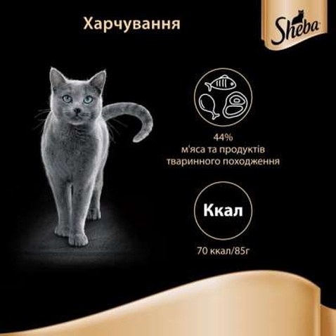 Вологий корм для кішок Sheba cig POU з куркою і яловичиною в соусі 85 г (4770608257088)