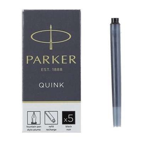 Чорнило для пір'яних ручок Parker Картриджі Quink / 5шт чорний (11 410BK)