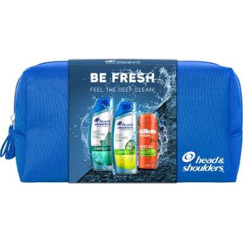 Набір косметики Head & Shoulders Шампунь Head & Shoulders Глибоке очищення 2х300 мл + Гель для гоління Gillette Fusion 75 мл (8700216184366)