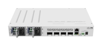 Комутатор MikroTik CRS504-4XQ-IN (4x100G QSFP28 , 1xFE LAN, POE-IN, DC JACK, 2-PIN, Dual PSU)