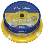 Диск DVD Verbatim 4.7Gb 4x CakeBox 25 шт silver (43489)