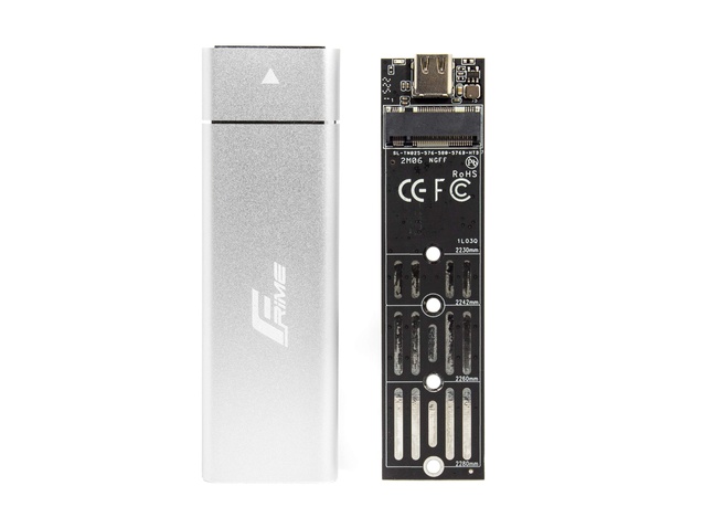 Кишеня зовнішня Frime M.2 NGFF SATA, USB 3.1 Type-C, Metal, Silver (FHE221.M2UC)