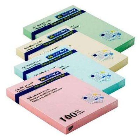 Папір для нотаток Buromax with adhesive layer 76х102мм, 100sheets, pastel colors mix (BM.2313-99)