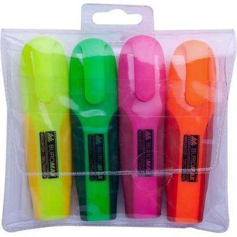 Маркер Buromax highlighter pen, NEON, chisel tip, SET 4 colors (BM.8904-84)