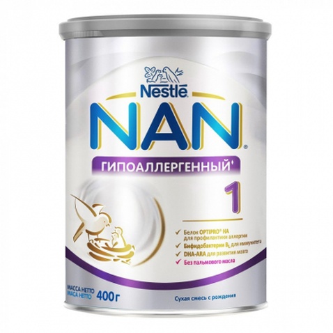 Дитяча суміш Nestle NAN 1 Гіпоалергенний +0 міс. 400 г (1000233)
