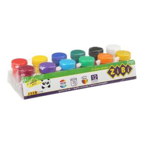 Фарби для малювання ZiBi KIDS Line Гуаш 12 кольорів по 20 мл (ZB.6658)