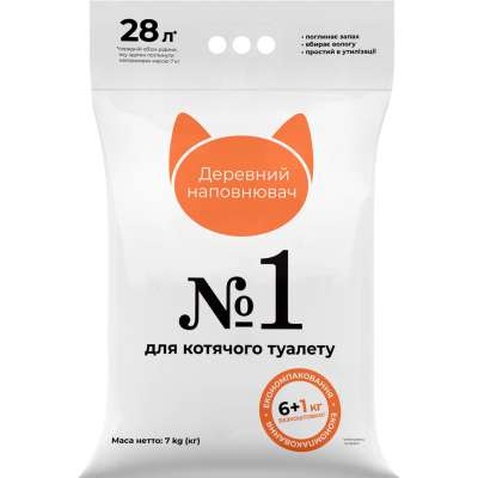 Наповнювач для туалету Super Cat №1 Деревний вбирний 6+1 кг (6974)