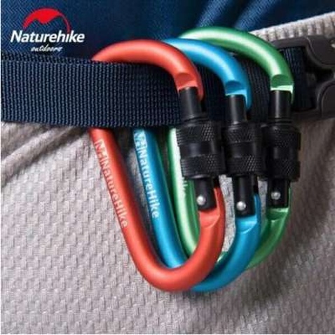 Карабін туристичний Naturehike алюмінієвий з муфтою D-type 80 мм NH15A008-D Blue (6927595701638)