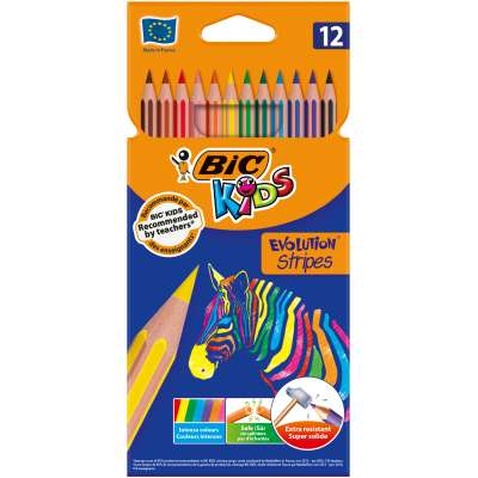 Олівці кольорові Bic Evolution Stripers 12 шт (bc9505221)