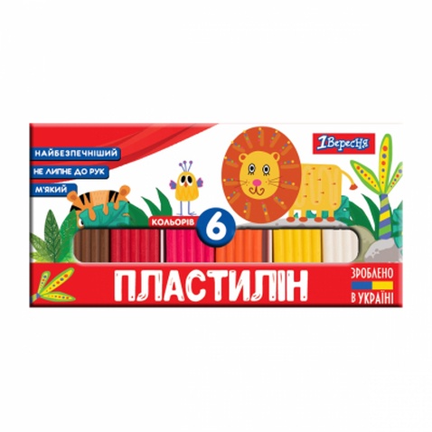 Пластилін 1 вересня Zoo Land 6 кол. 120 г (540512)