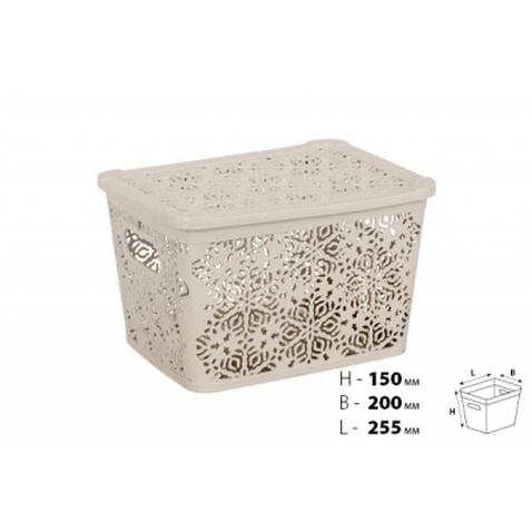 Кошик для зберігання Violet House 0402 №2 Ажур з кришкою Cappuccino 7 л (0402 №2 Ажур CAP з/кр. 7 л)