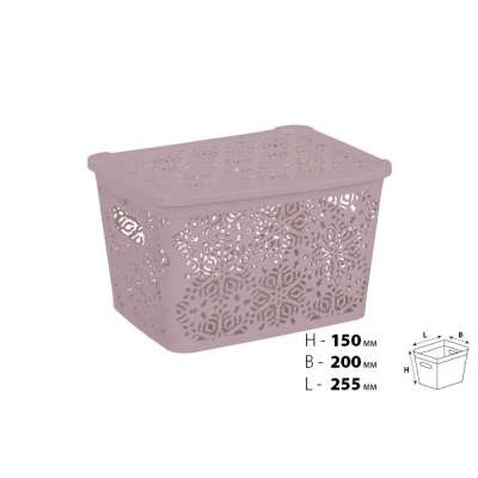 Кошик для зберігання Violet House 0402 №2 Ажур з кришкою Powder 7 л (0402 №2 Ажур PW з/кр. 7 л)