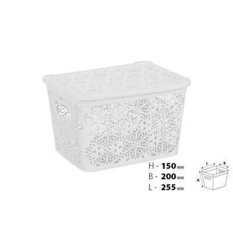 Кошик для зберігання Violet House 0402 №2 Ажур з кришкою White 7 л (0402 №2 Ажур W з/кр. 7 л)