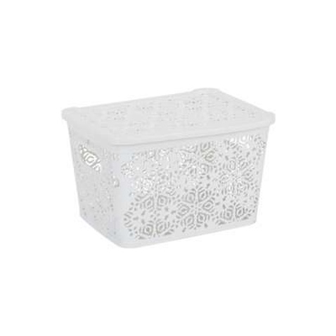 Кошик для зберігання Violet House 0402 №2 Ажур з кришкою White 7 л (0402 №2 Ажур W з/кр. 7 л)
