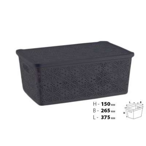 Кошик для зберігання Violet House 0404 №2 Ажур з кришкою Coffee 14 л (0404 №2 Ажур COF з/кр. 14 л)