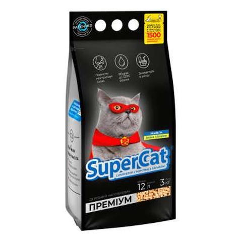 Наповнювач для туалету Super Cat Преміум Деревний вбирний 3 кг (4 л) (3547)