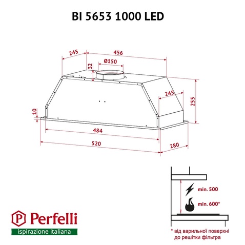 Витяжка  Perfelli BI 5653 WH 1000 LED